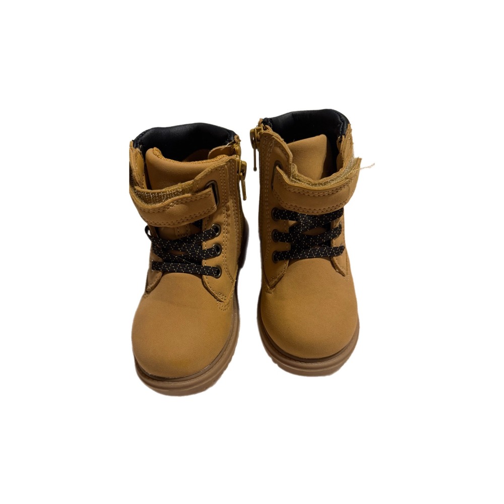 Wonder Nation Kids Tan Work Boots Memory Foam Side Zip WM67754-423 Size 8